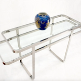 Chrome and Glass Mid-Century Console
