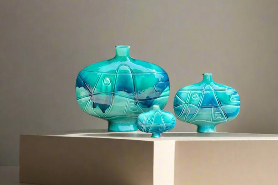 Agnes Sandahl Medium-sized Sculpture in Turquoise