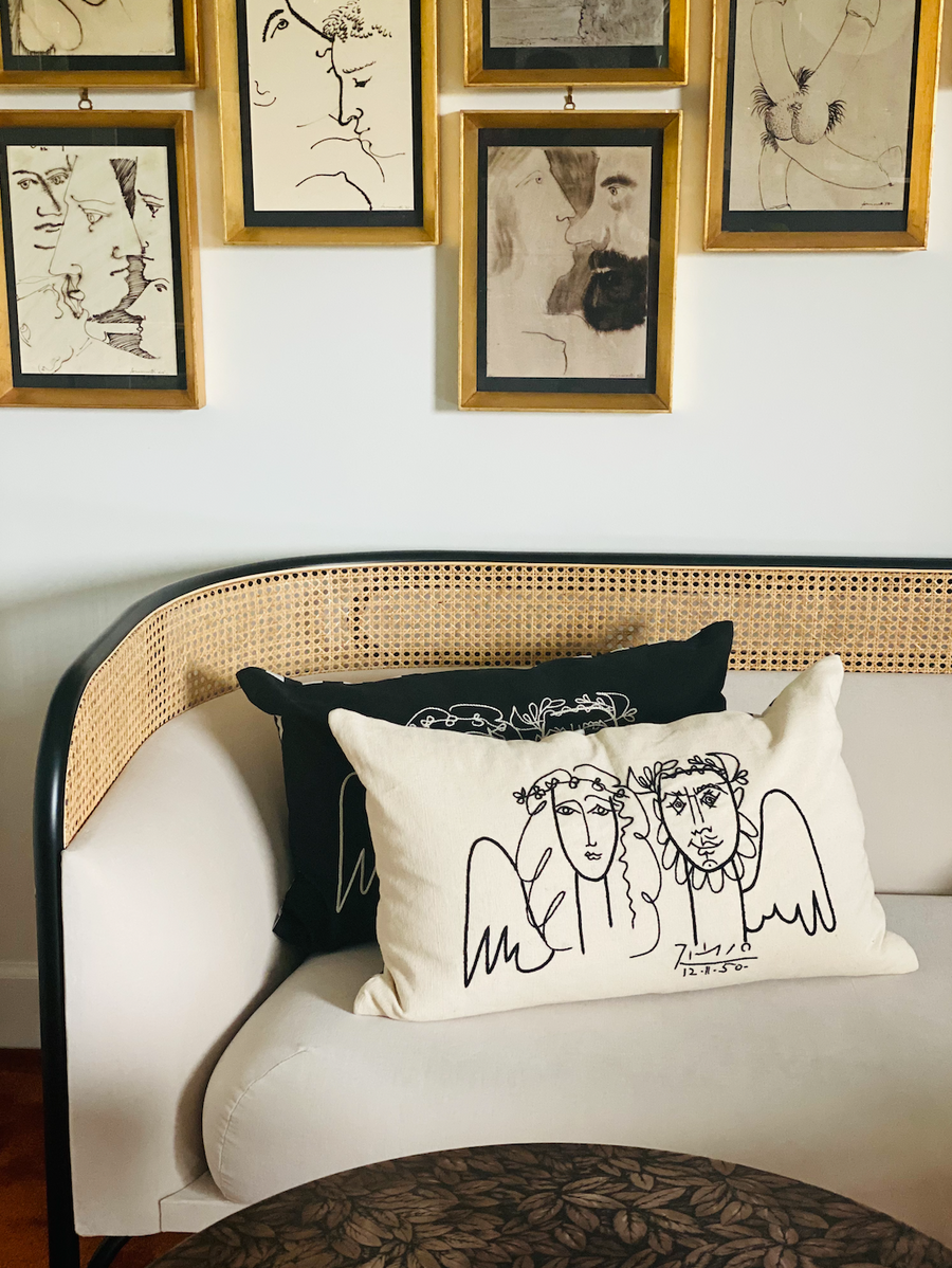 Leclaireur Los Angeles - Bernal’s Picasso Cushion in White Cotton - Leclaireur Los Angeles