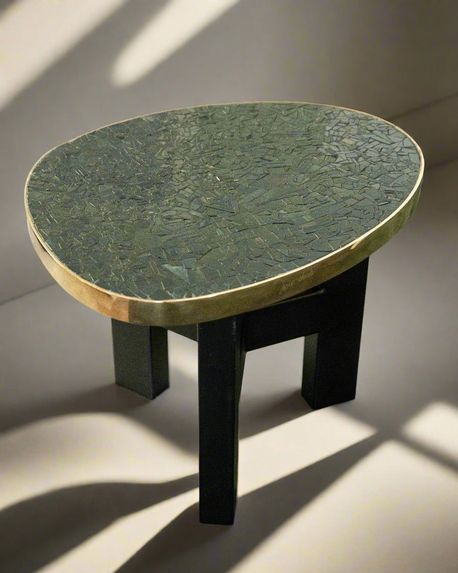 Ado Chale | Jaspe and Bronze Side Table, 1985