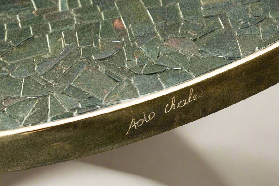 Ado Chale | Jaspe and Bronze Side Table, 1985
