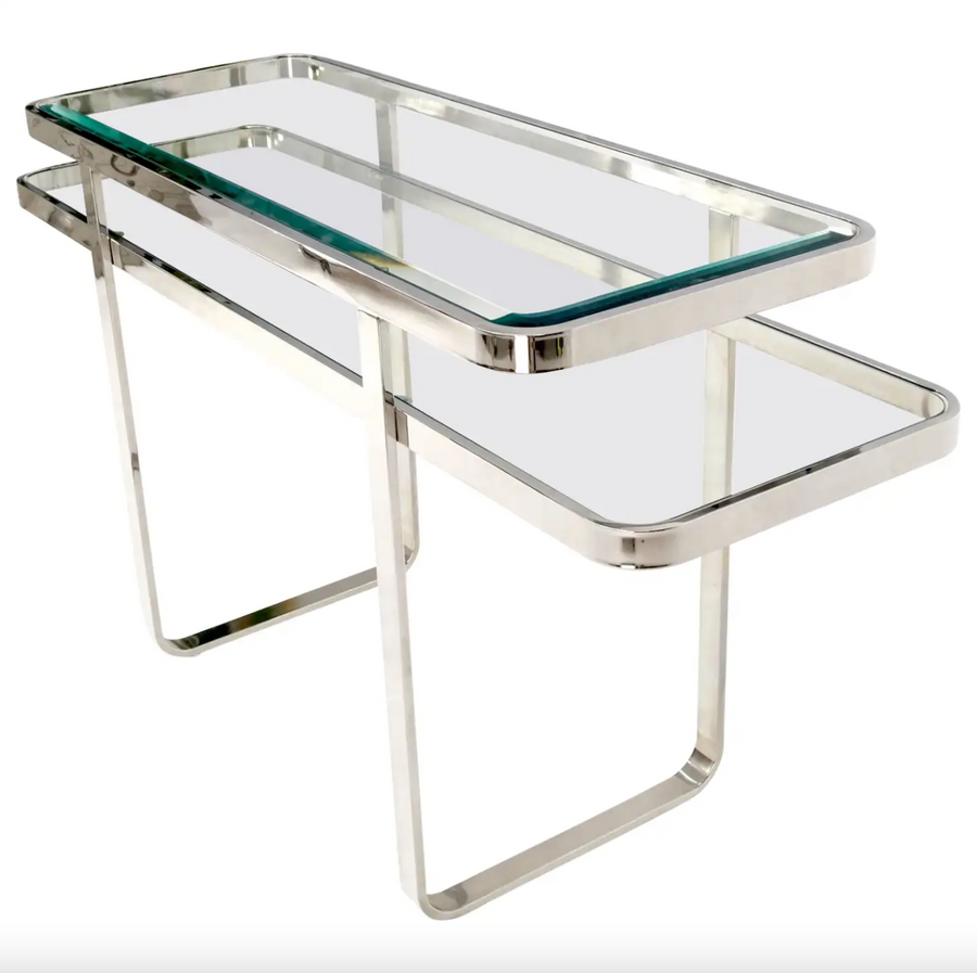 Chrome and Glass Mid-Century Console