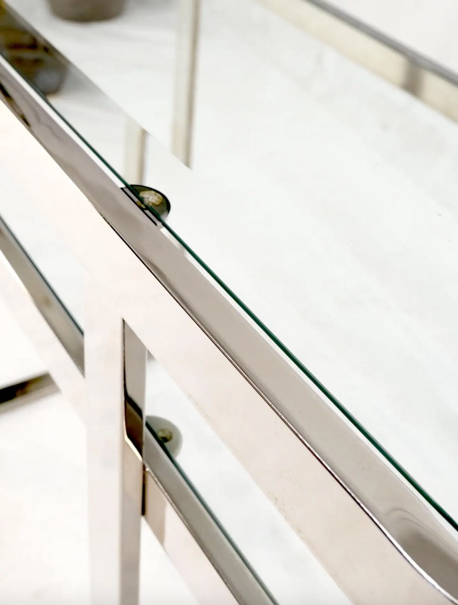 Chrome and Glass Mid-Century Console