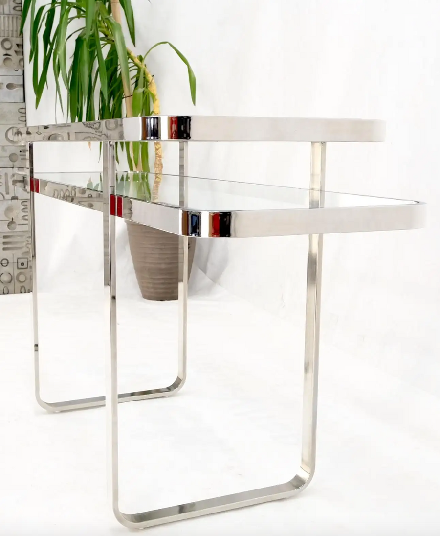 Chrome and Glass Mid-Century Console