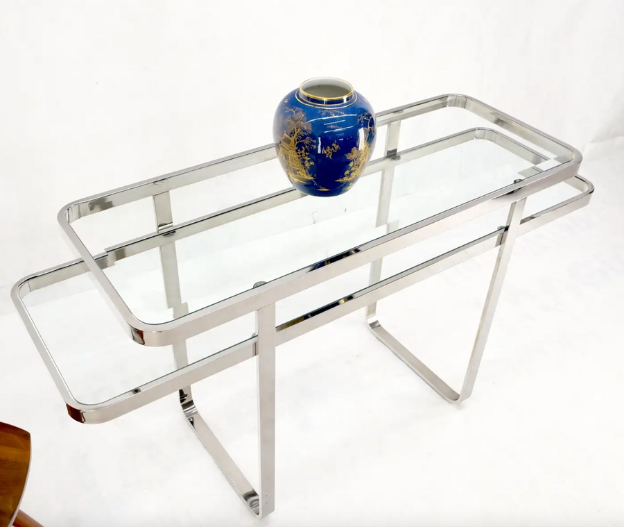 Chrome and Glass Mid-Century Console