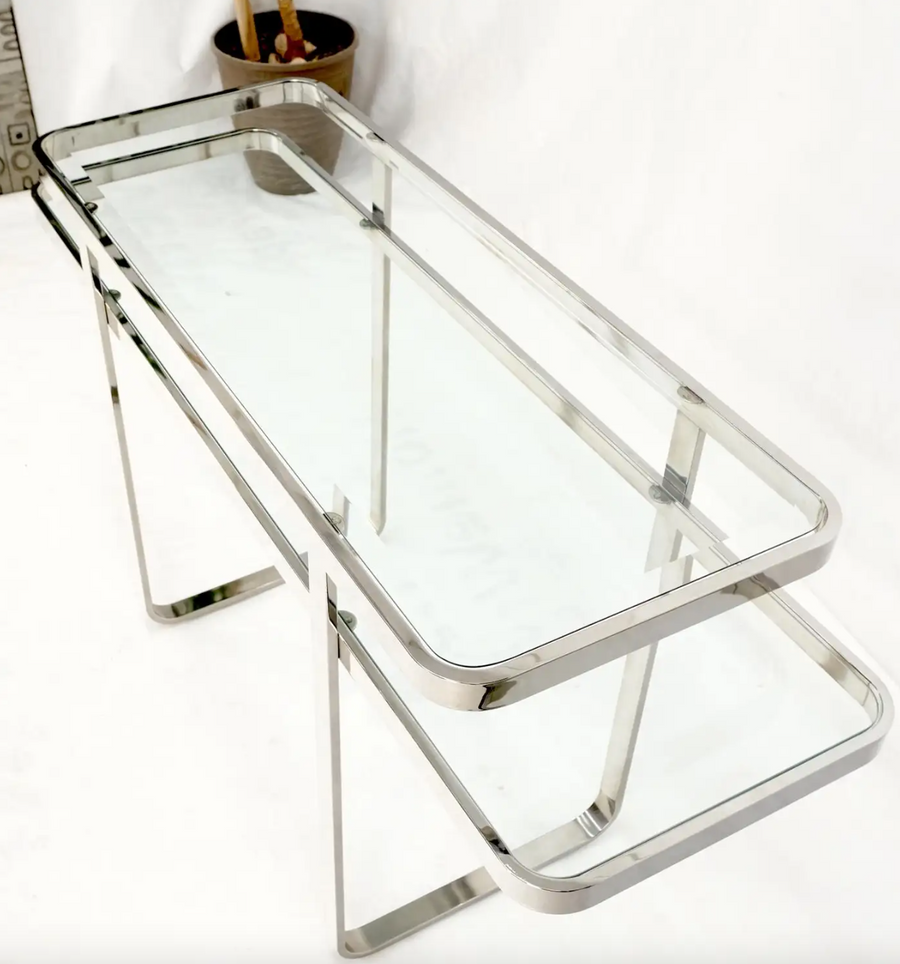 Chrome and Glass Mid-Century Console