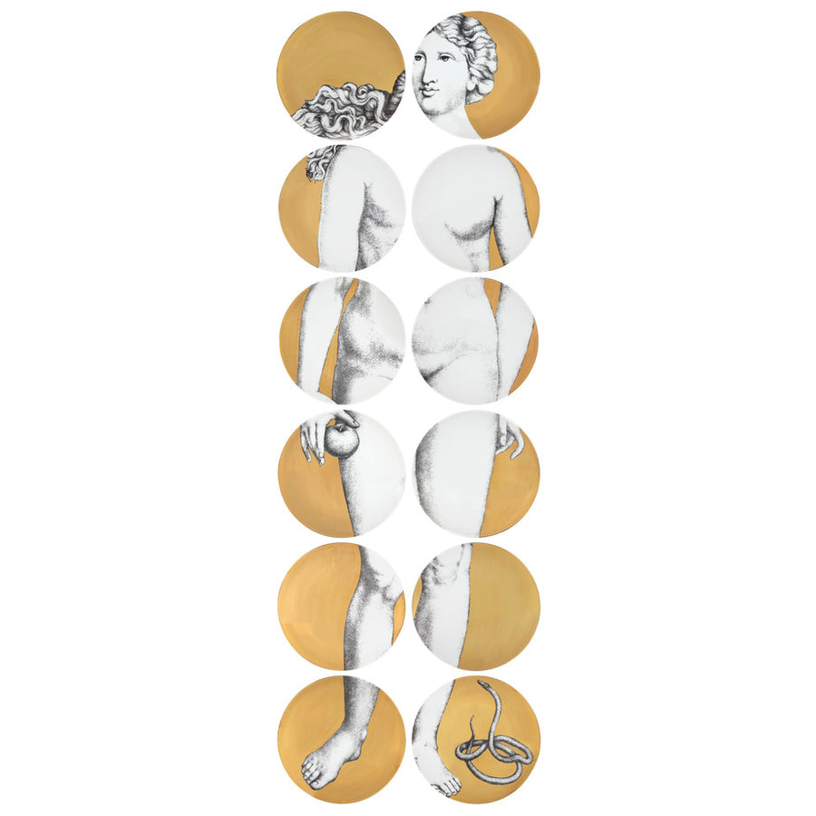 Fornasetti | Set 12 Eva Wall Plate (Gold)