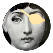 Black, white and gold Fornasetti ceramic wall plate