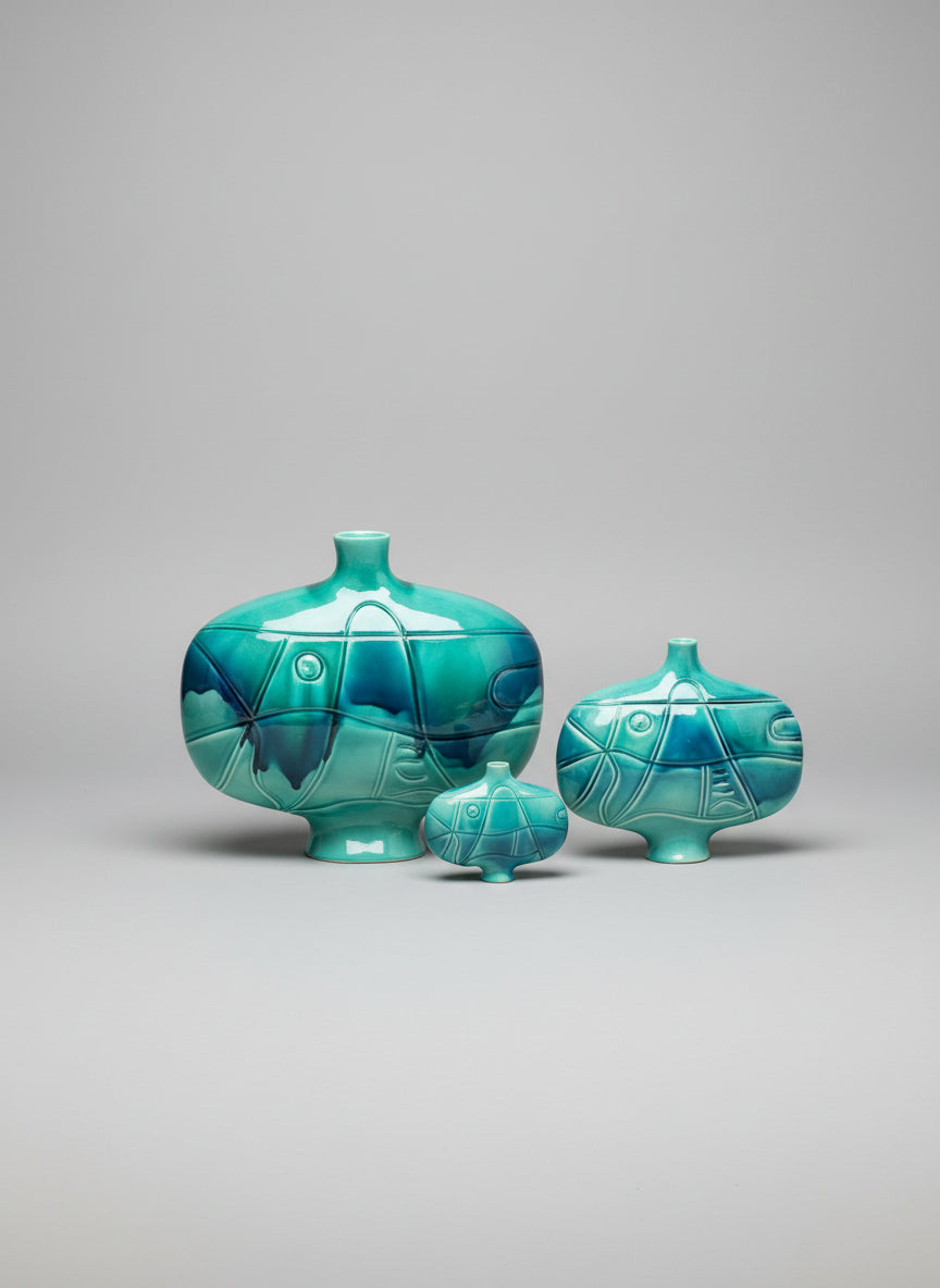 Agnes Sandahl Medium-sized Sculpture in Turquoise