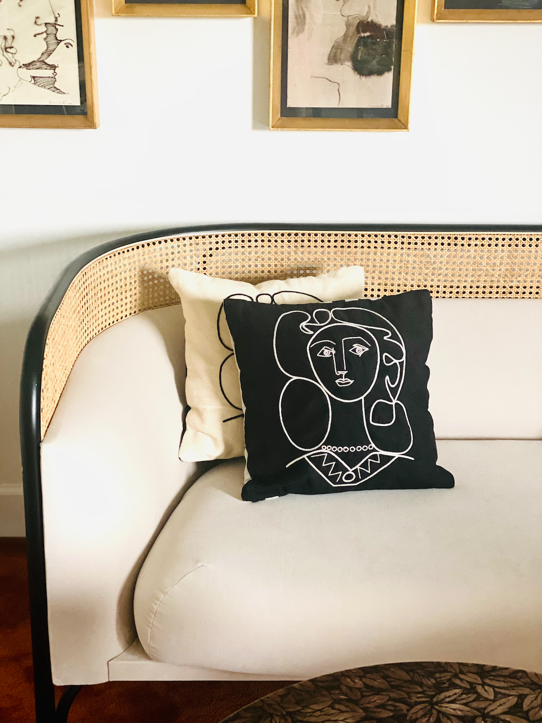 Leclaireur Los Angeles - Portrait of a Woman Cushion in Black Suede - Leclaireur Los Angeles