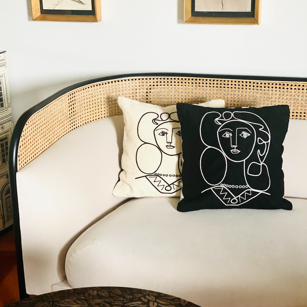 Leclaireur Los Angeles - Portrait of a Woman Cushion in Black Suede - Leclaireur Los Angeles
