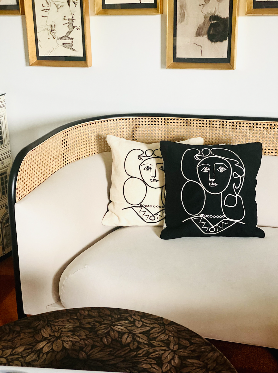 Leclaireur Los Angeles - Portrait of a Woman Cushion in Black Suede - Leclaireur Los Angeles