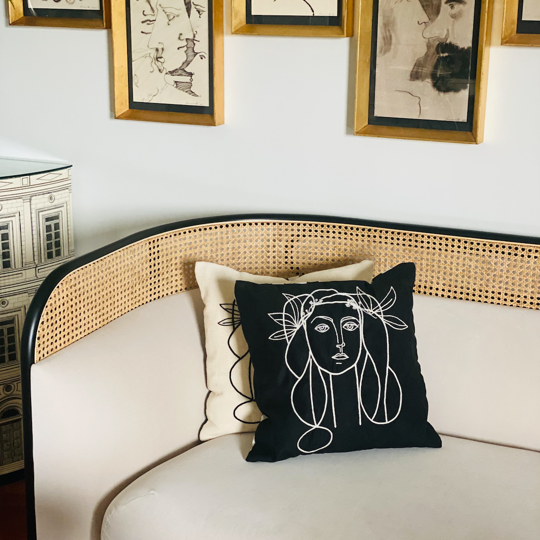 Leclaireur Los Angeles - Portrait of Francoise Gilot Cushion in Black Suede - Leclaireur Los Angeles