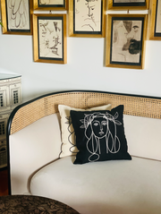 Leclaireur Los Angeles - Portrait of Francoise Gilot Cushion in Black Suede - Leclaireur Los Angeles