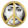 Black, white and gold Fornasetti ceramic wall plate with face of Lina Cavalieri