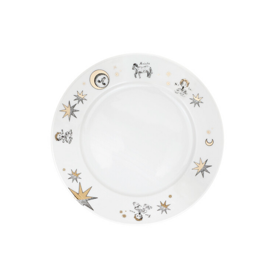 Leclaireur Los Angeles - Fornasetti | Set of 12 dessert plates Astronomici gold/black/white - Fornasetti