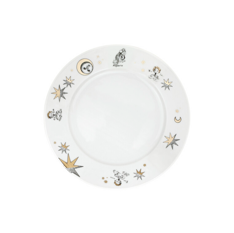 Leclaireur Los Angeles - Fornasetti | Set of 12 dessert plates Astronomici gold/black/white - Fornasetti