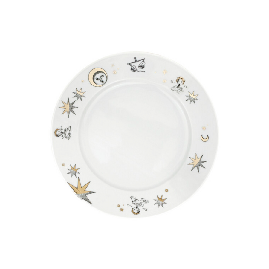 Leclaireur Los Angeles - Fornasetti | Set of 12 dessert plates Astronomici gold/black/white - Fornasetti