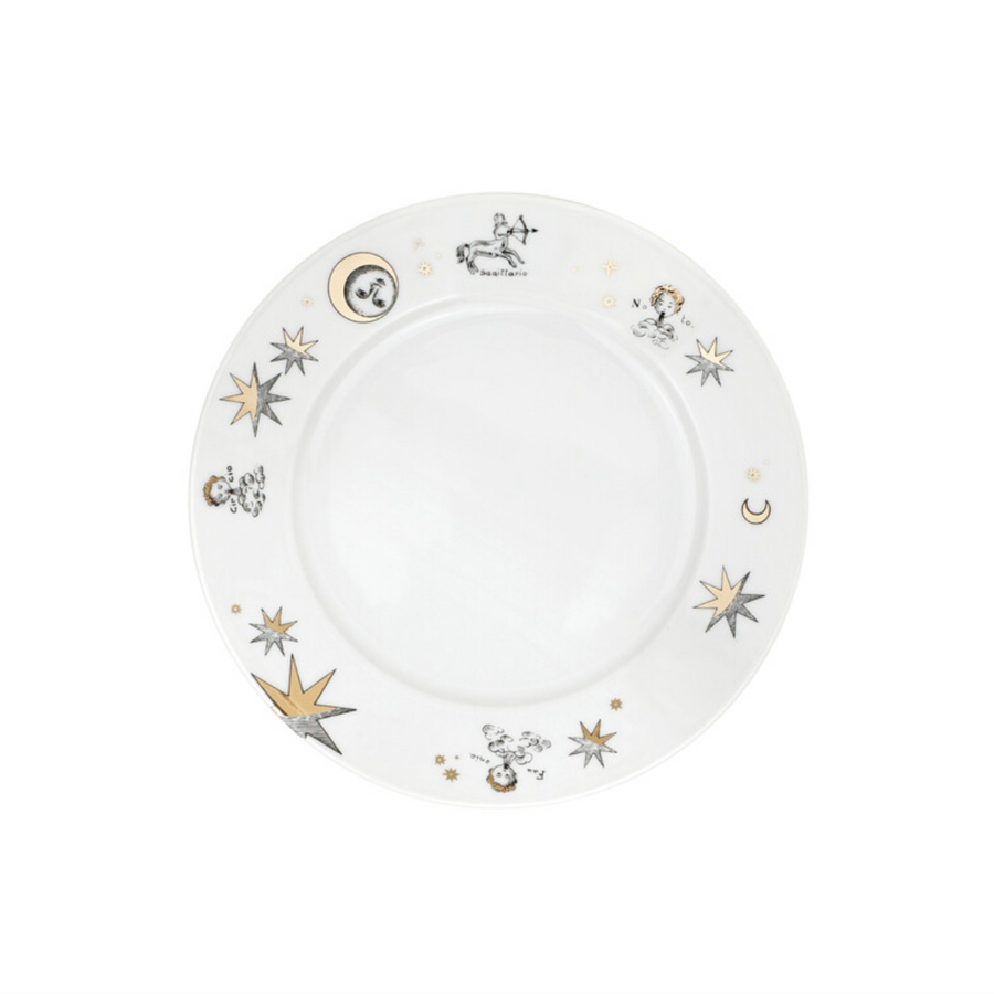 Leclaireur Los Angeles - Fornasetti | Set of 12 dessert plates Astronomici gold/black/white - Fornasetti
