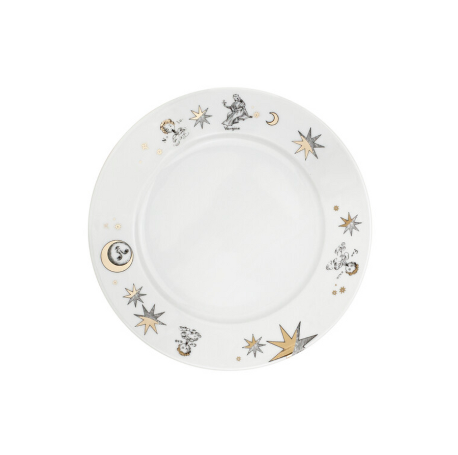 Leclaireur Los Angeles - Fornasetti | Set of 12 dessert plates Astronomici gold/black/white - Fornasetti