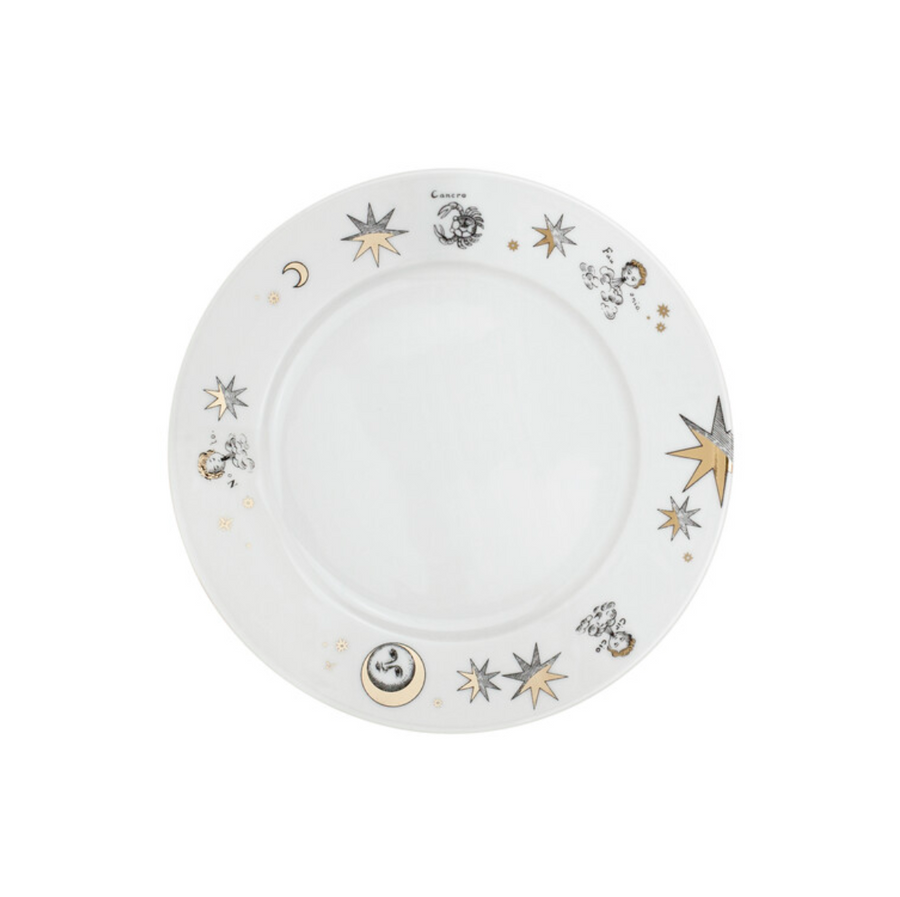 Leclaireur Los Angeles - Fornasetti | Set of 12 dessert plates Astronomici gold/black/white - Fornasetti