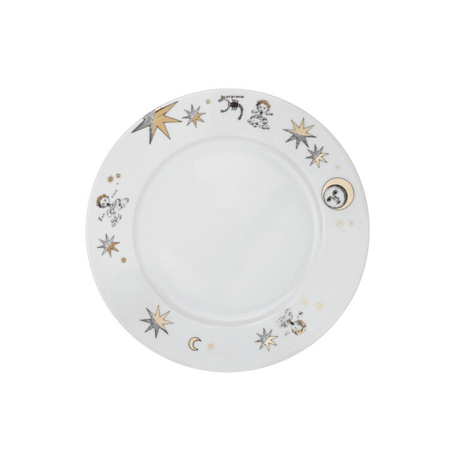 Leclaireur Los Angeles - Fornasetti | Set of 12 dessert plates Astronomici gold/black/white - Fornasetti