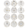 Leclaireur Los Angeles - Fornasetti | Set of 12 rim plates Astronomici gold/black/white - Fornasetti