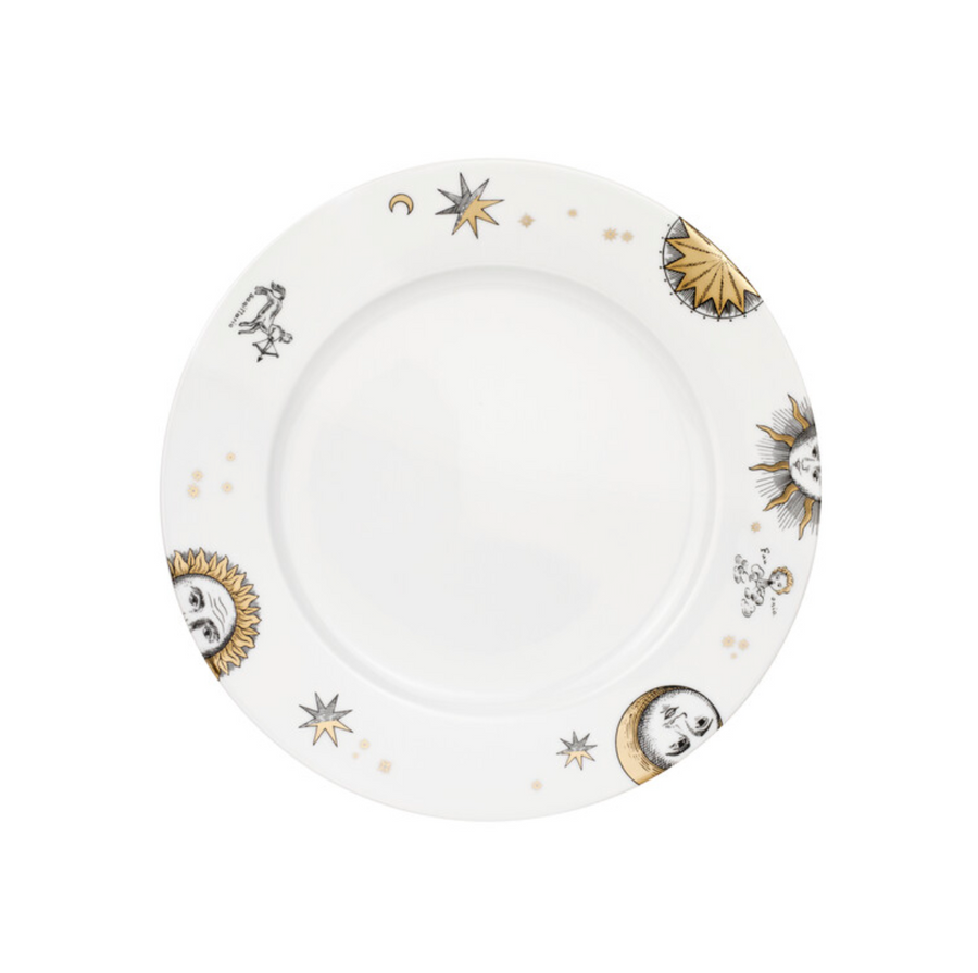 Leclaireur Los Angeles - Fornasetti | Set 12 plates Astronomici gold/black/white - Fornasetti