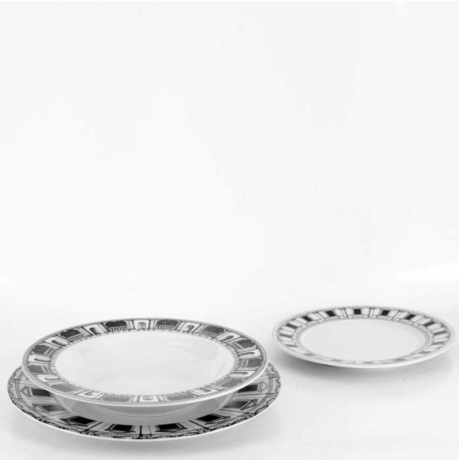 Leclaireur Los Angeles - Fornasetti | Dessert plate Architettura black/white - Fornasetti
