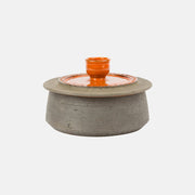 Brown and orange ceramic box by Aldo Londi for Bitossi Ceramiche