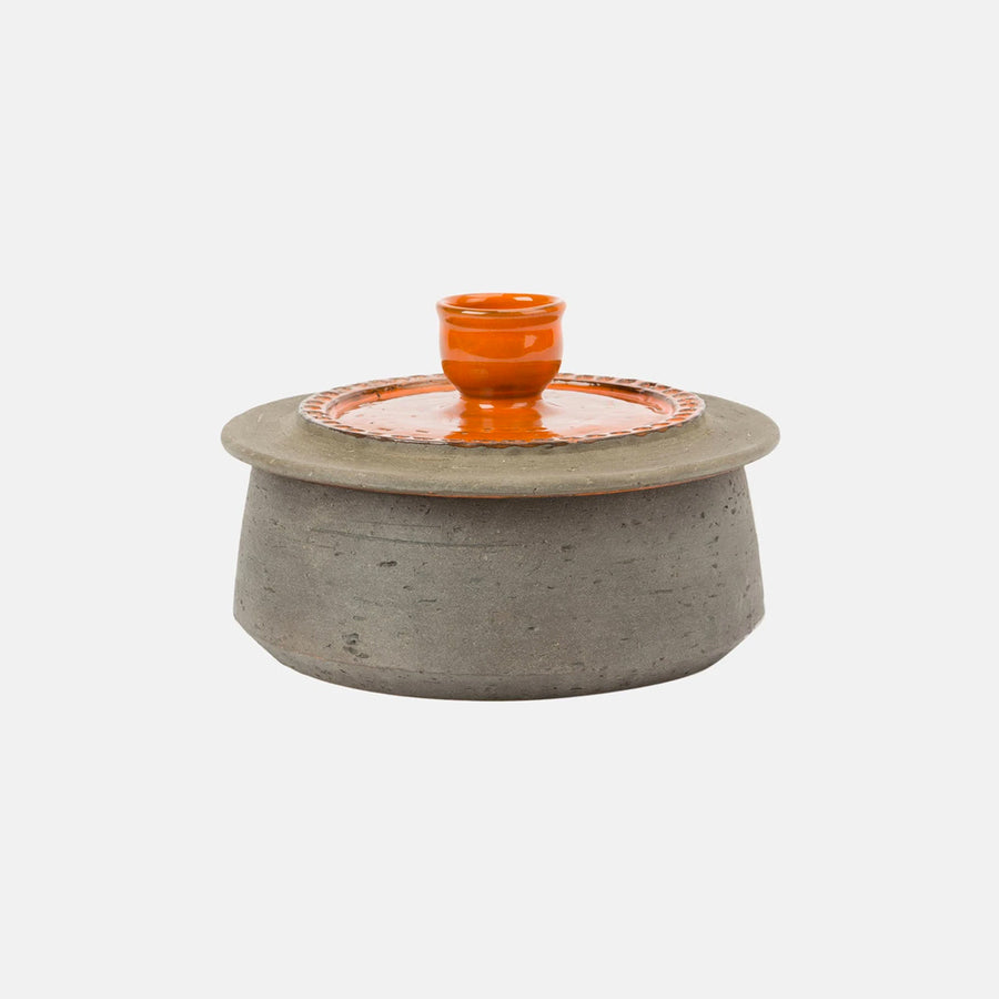 Brown and orange ceramic box by Aldo Londi for Bitossi Ceramiche