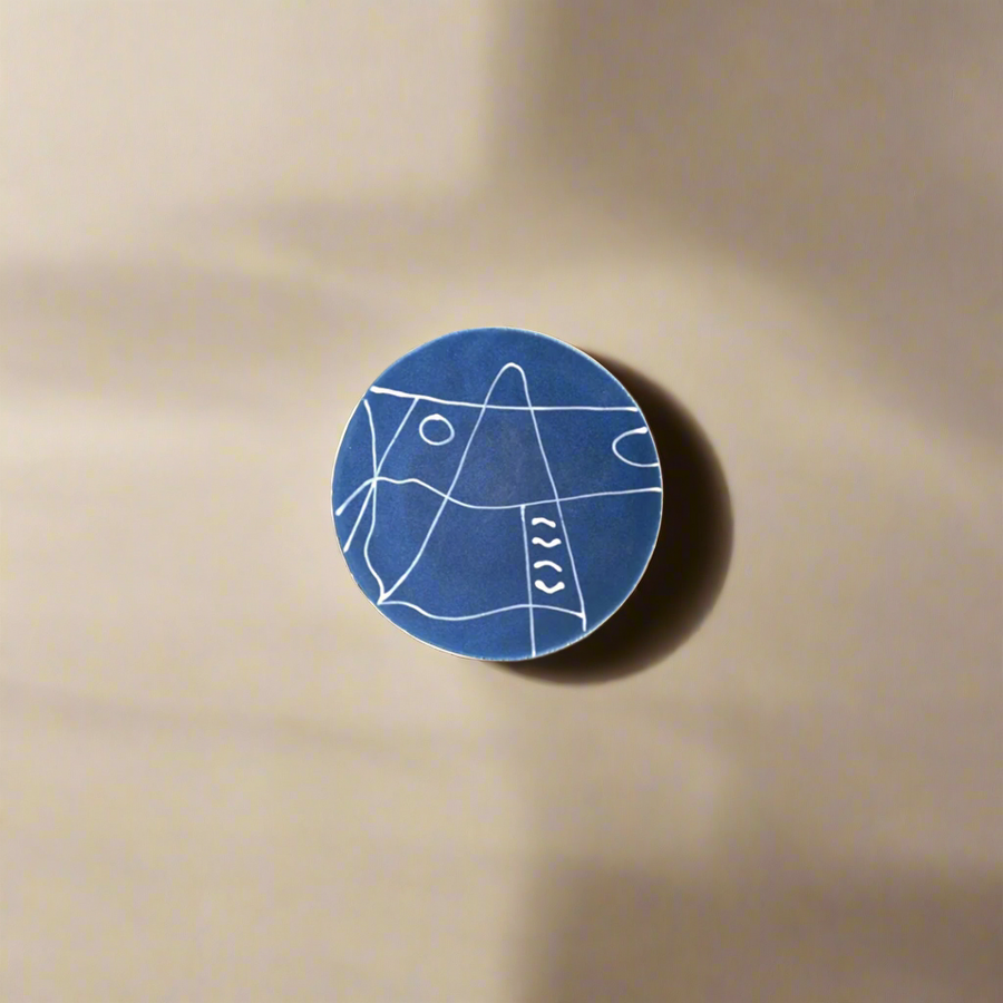 Leclaireur Los Angeles - Agnes Sandahl | Abstract Appetizer/Dessert Plate in Blue (Mono) - Agnes Sandahl