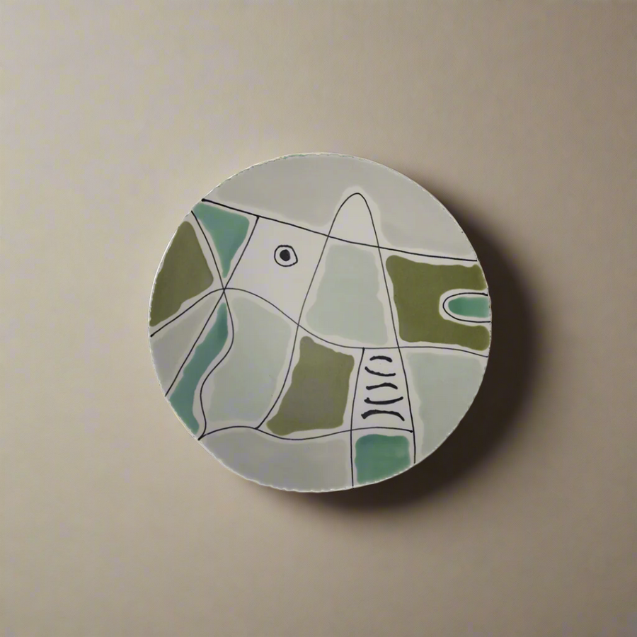 Agnes Sandahl Abstract Charger Plate in Light Green (Multi)