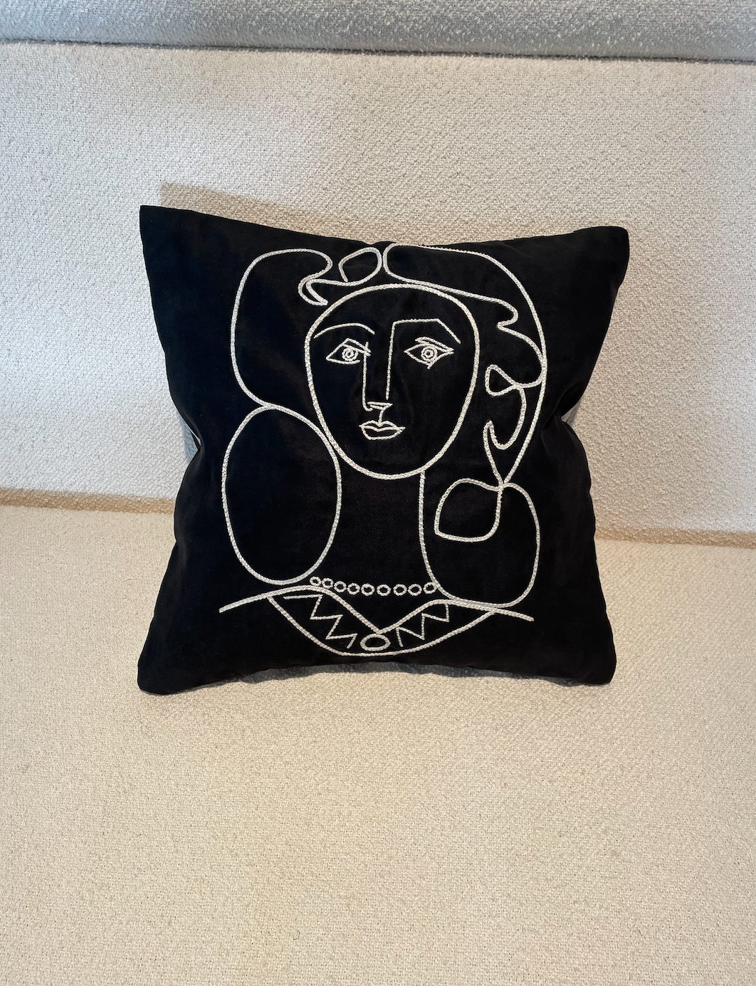 Leclaireur Los Angeles - Portrait of a Woman Cushion in Black Suede - Leclaireur Los Angeles