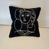 Leclaireur Los Angeles - Portrait of a Woman Cushion in Black Suede - Leclaireur Los Angeles