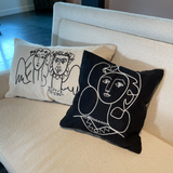 Leclaireur Los Angeles - Portrait of a Woman Cushion in Black Suede - Leclaireur Los Angeles
