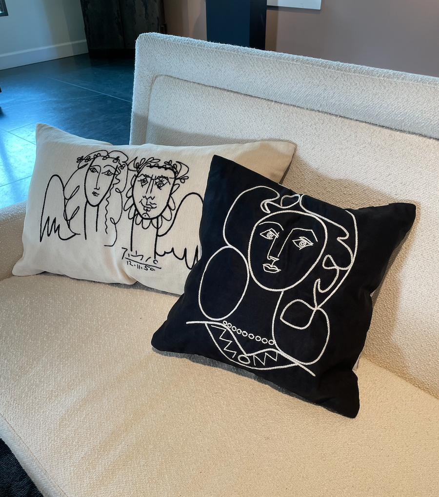 Leclaireur Los Angeles - Portrait of a Woman Cushion in Black Suede - Leclaireur Los Angeles