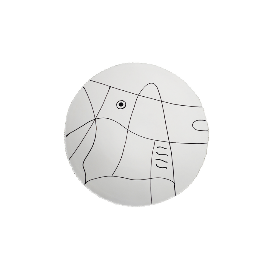 Agnes Sandahl Abstract Charger Plate in White (Mono)